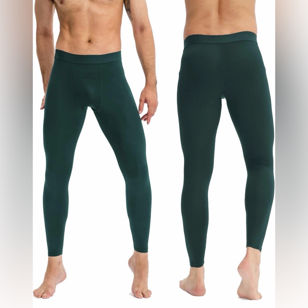 Men's Compression Base Layer Quick Dry Breathable Pants - Forest Green Small NWT
